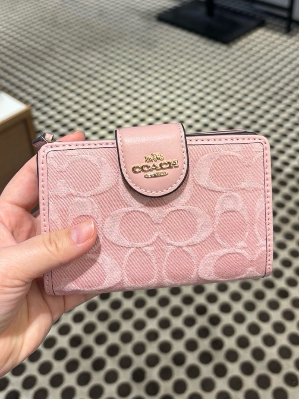 Coach Medium Corner Zip Wallet Pink Denim